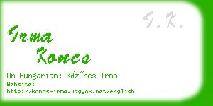 irma koncs business card